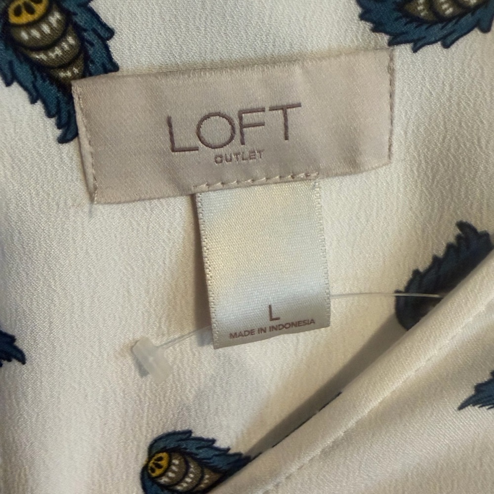 LOFT White Boho Peasant blouse Ruffle Bell sleeve career blouse size large - Picture 3 of 11